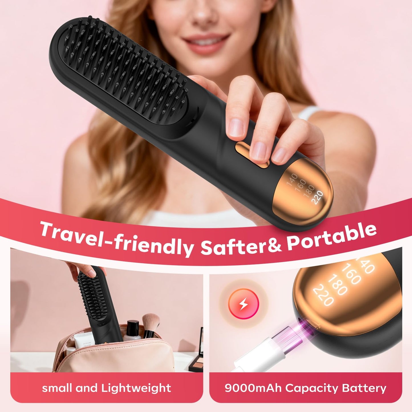 Detailed view of negative ion emitter on straightening brush