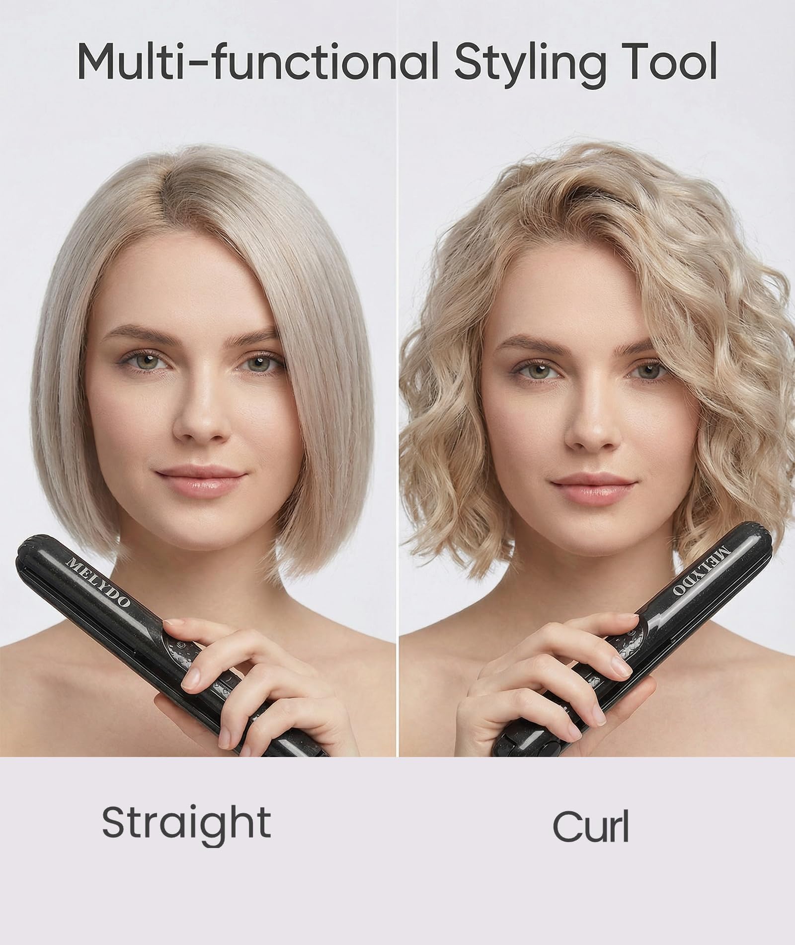 Melydo mini flat iron with heat resistant travel pouch