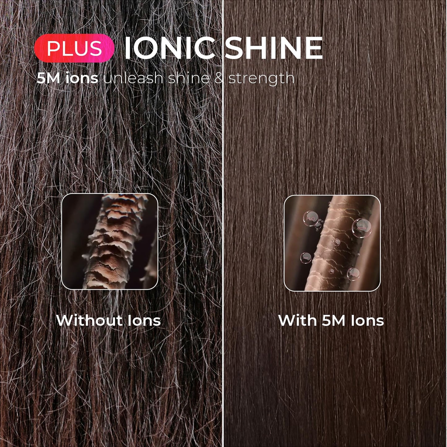 Side profile of Tymo Ring Plus professional straightening brush