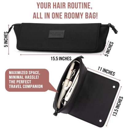Barefoot Caribou bag unfolded as a heat resistant mat for flat irons