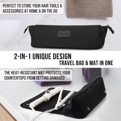 Barefoot Caribou travel organizer with curling iron inside
