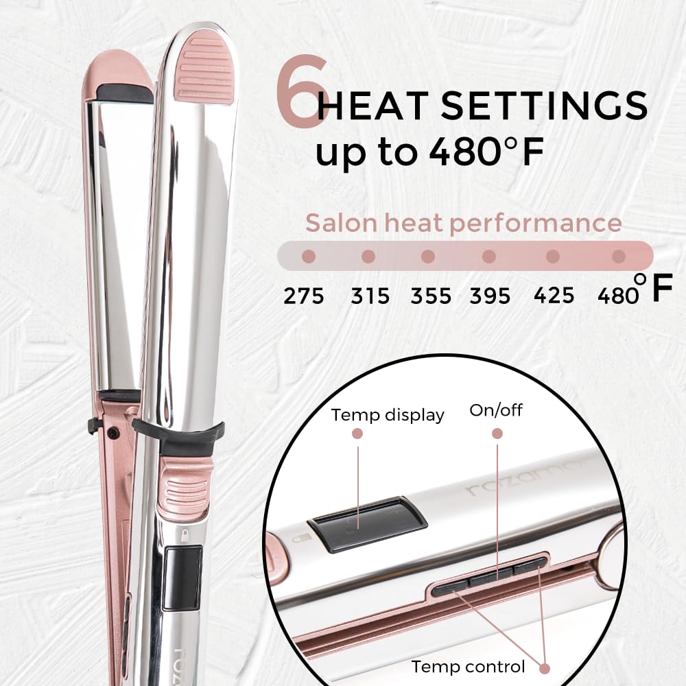 Rozamor hair straightener and curler pink color