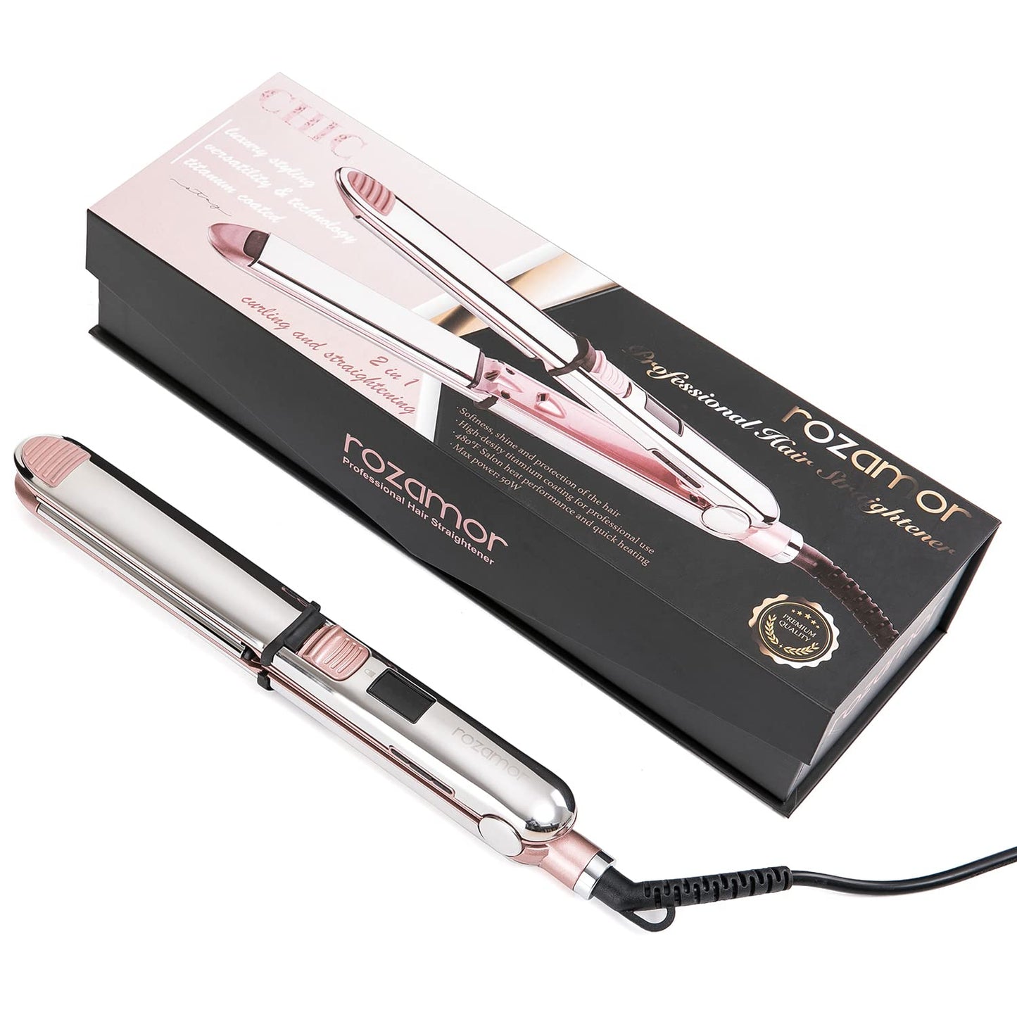 Close up of Rozamor hair tool plates and design