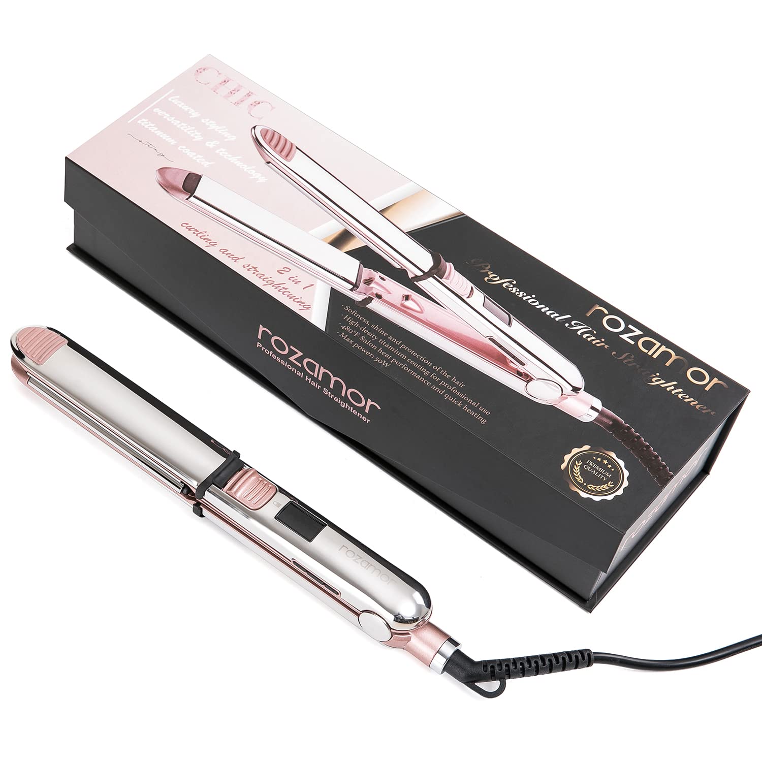 Close up of Rozamor hair tool plates and design