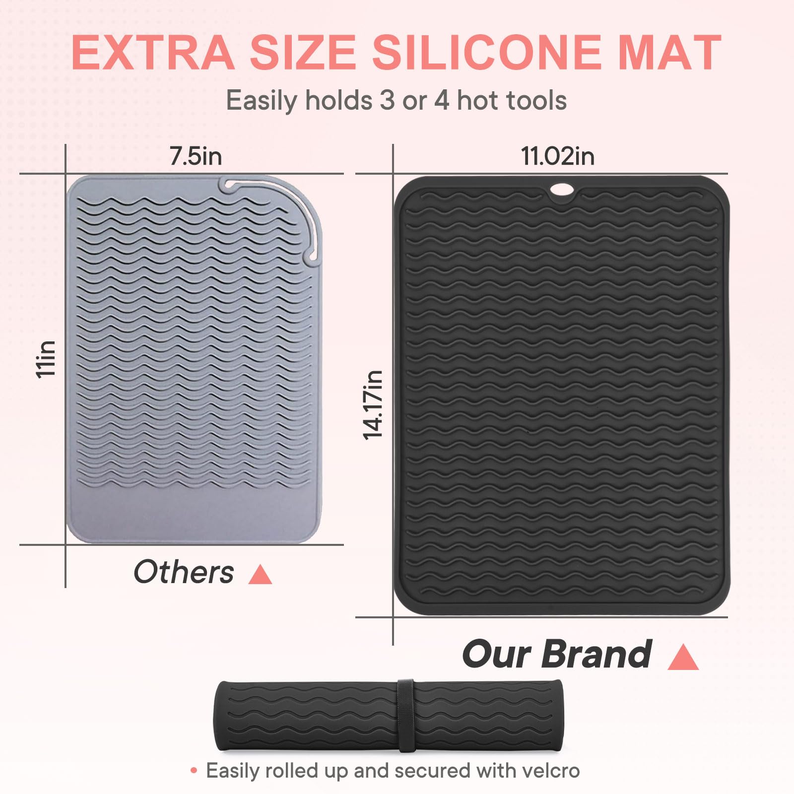 Suafrnut heat resistant mat wrapped around a curling iron
