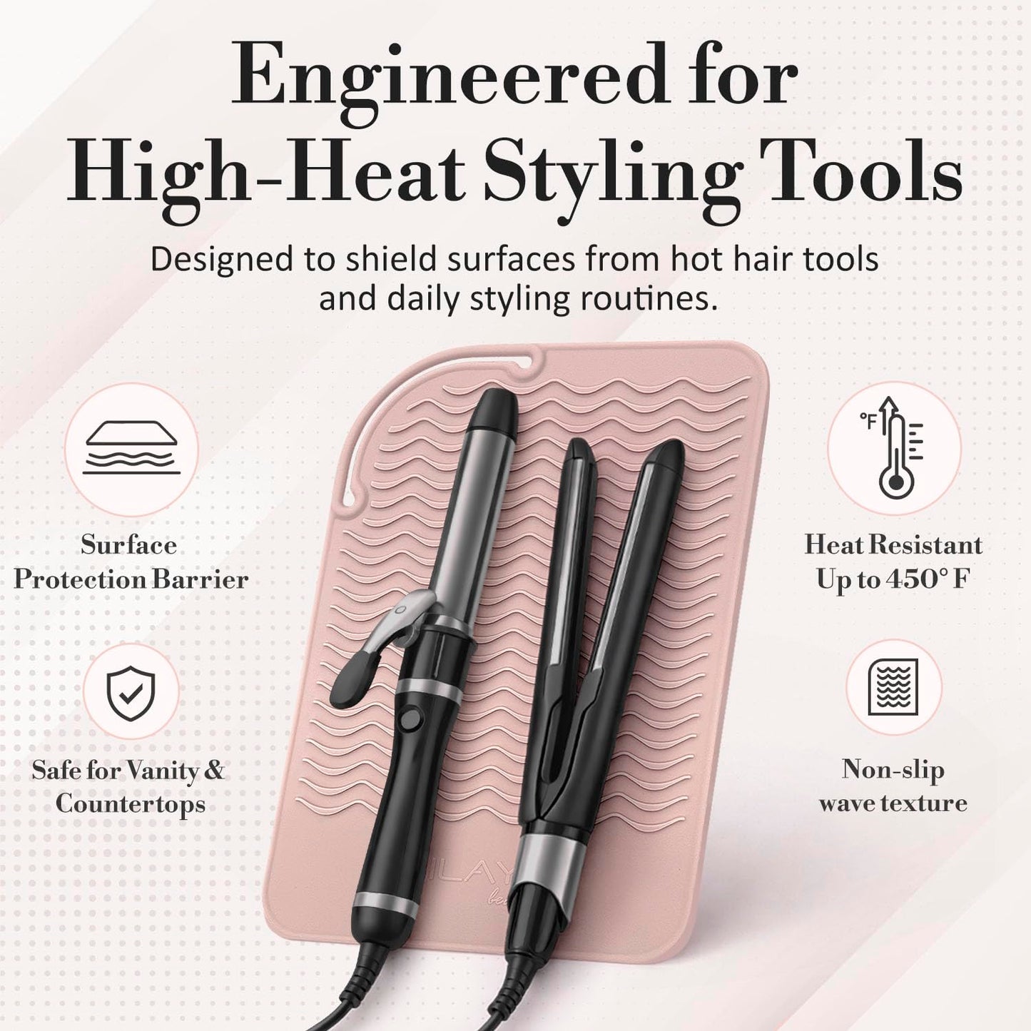 Milaya Beauty silicone mat wrapped around a curling iron for travel