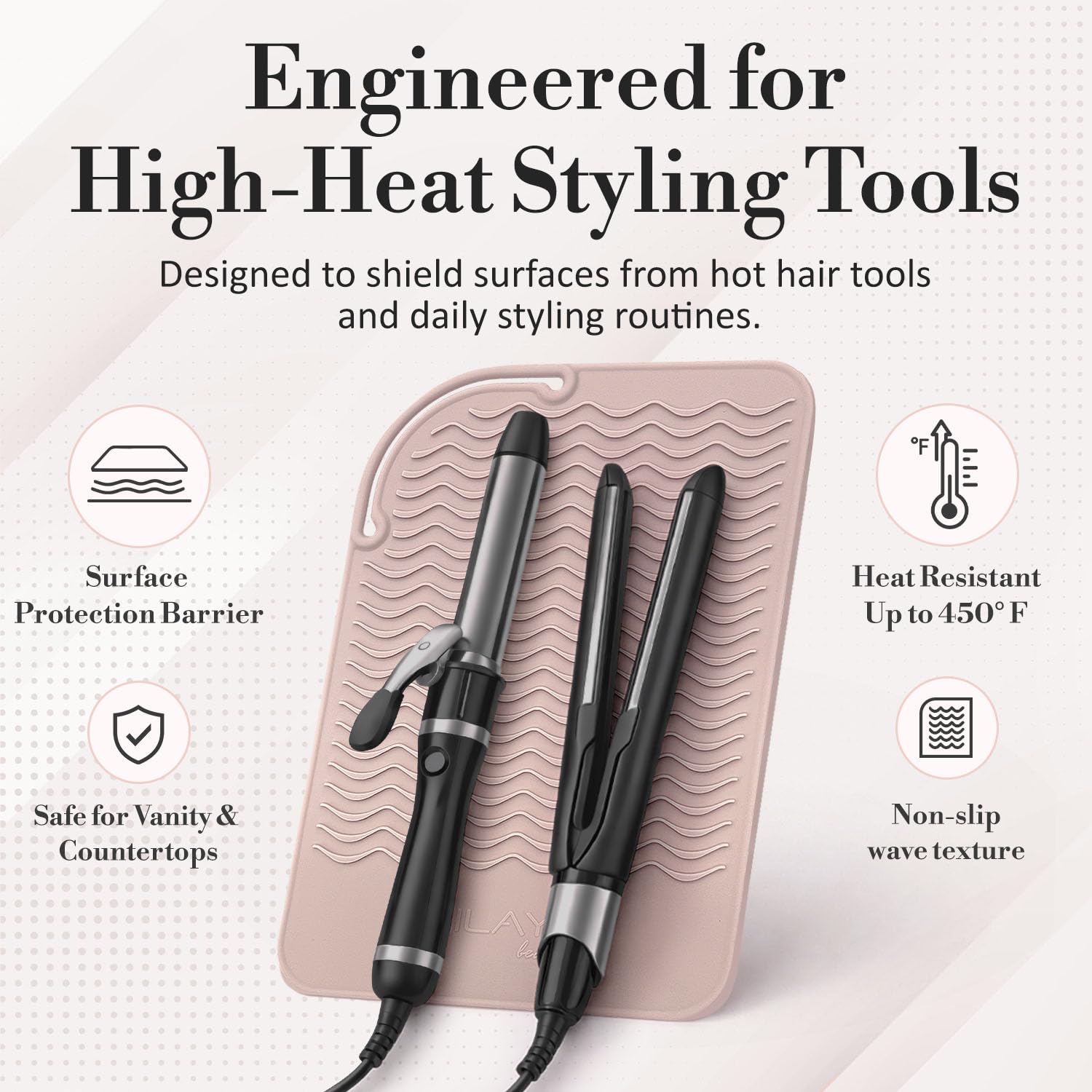 Milaya Beauty silicone mat wrapped around a curling iron for travel