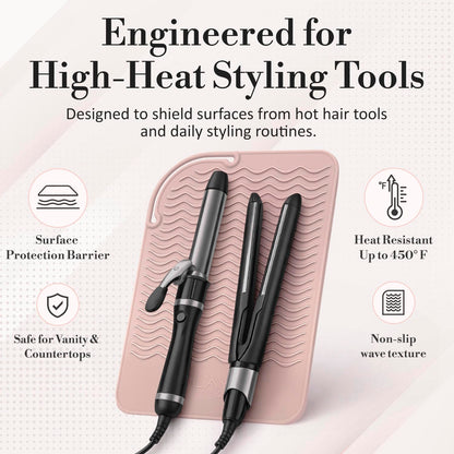 Milaya Beauty silicone mat wrapped around a curling iron for travel