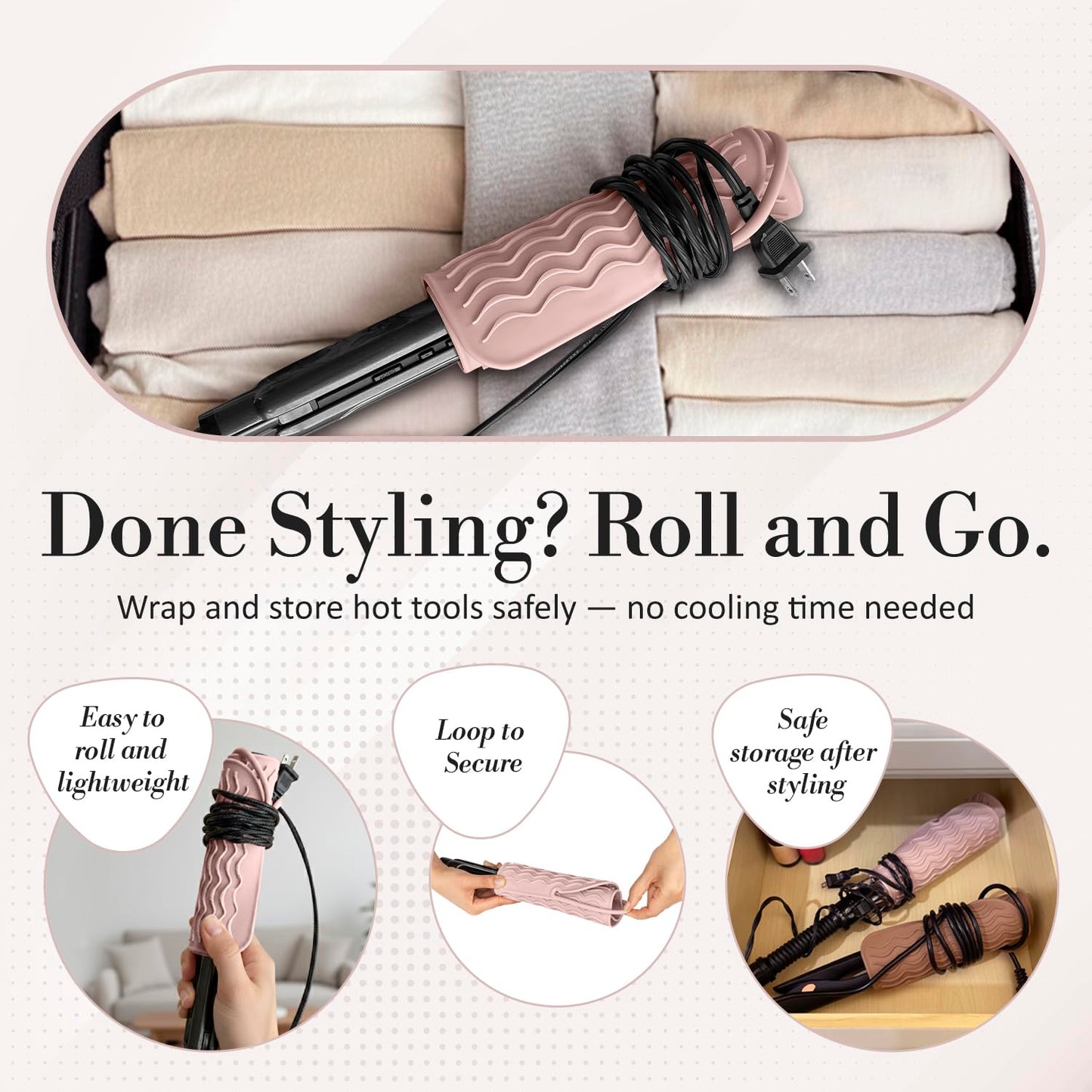 Top down view of Milaya Beauty rose gold blush styling pad