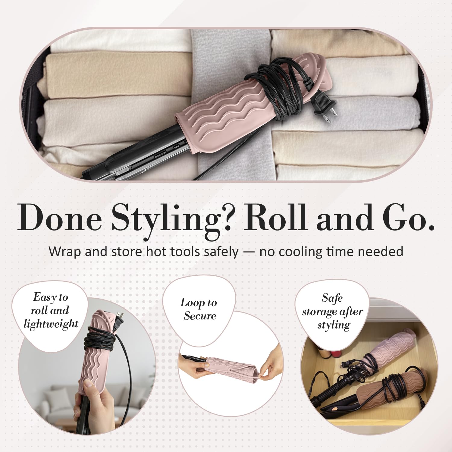 Top down view of Milaya Beauty rose gold blush styling pad