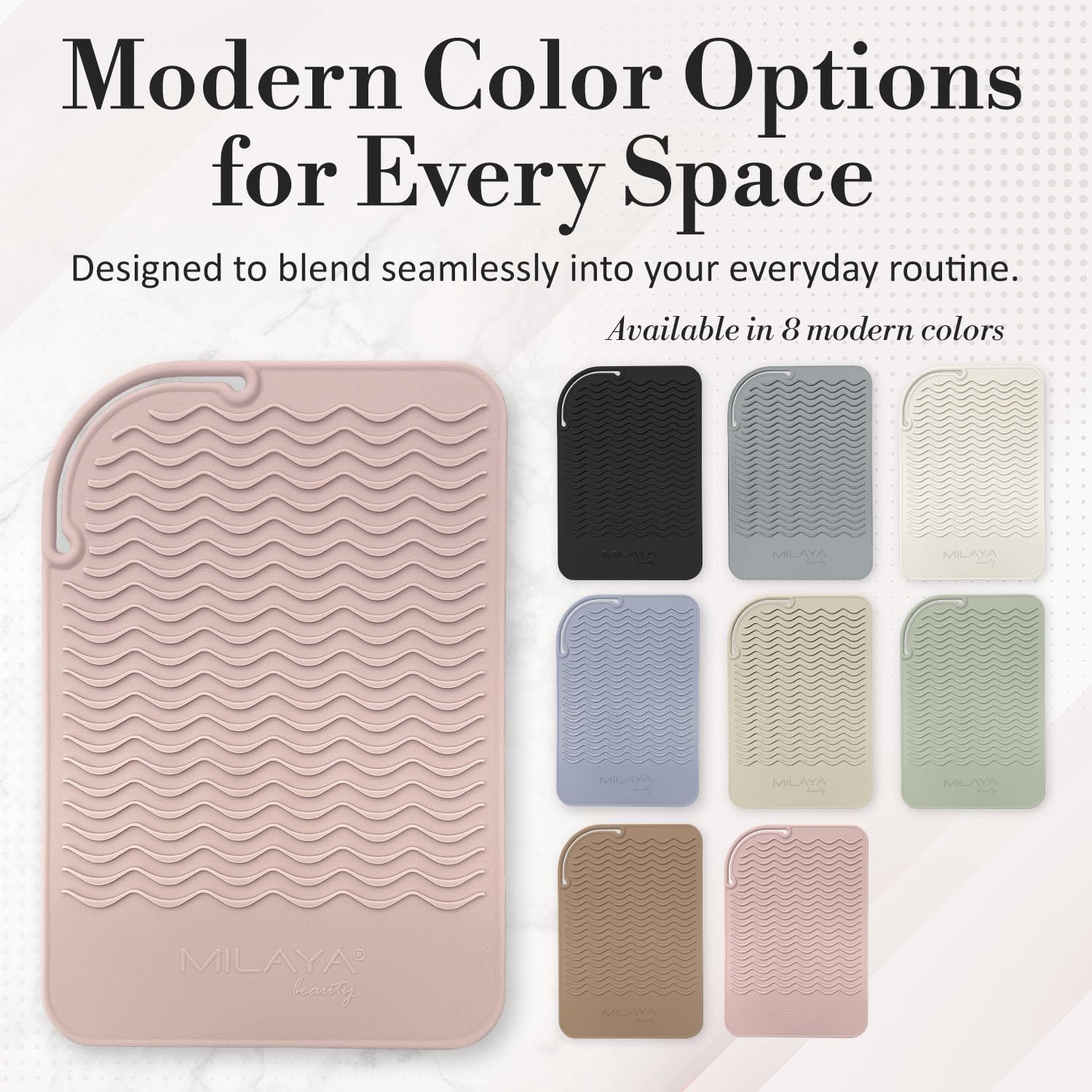 Comparison of Milaya Beauty large mat size on bathroom counter
