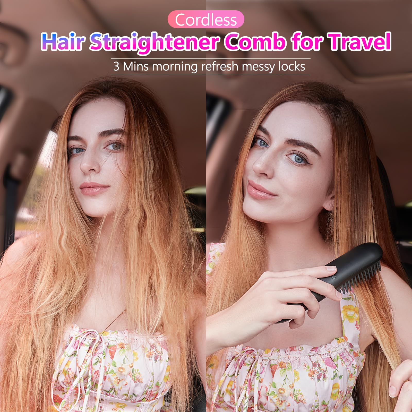 Side profile of cordless folding hair brush for travel