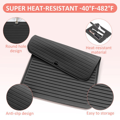 Rolled up portable silicone hair tool mat for travel