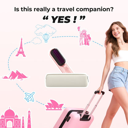 Side profile of Bopcal cordless hair brush for travel