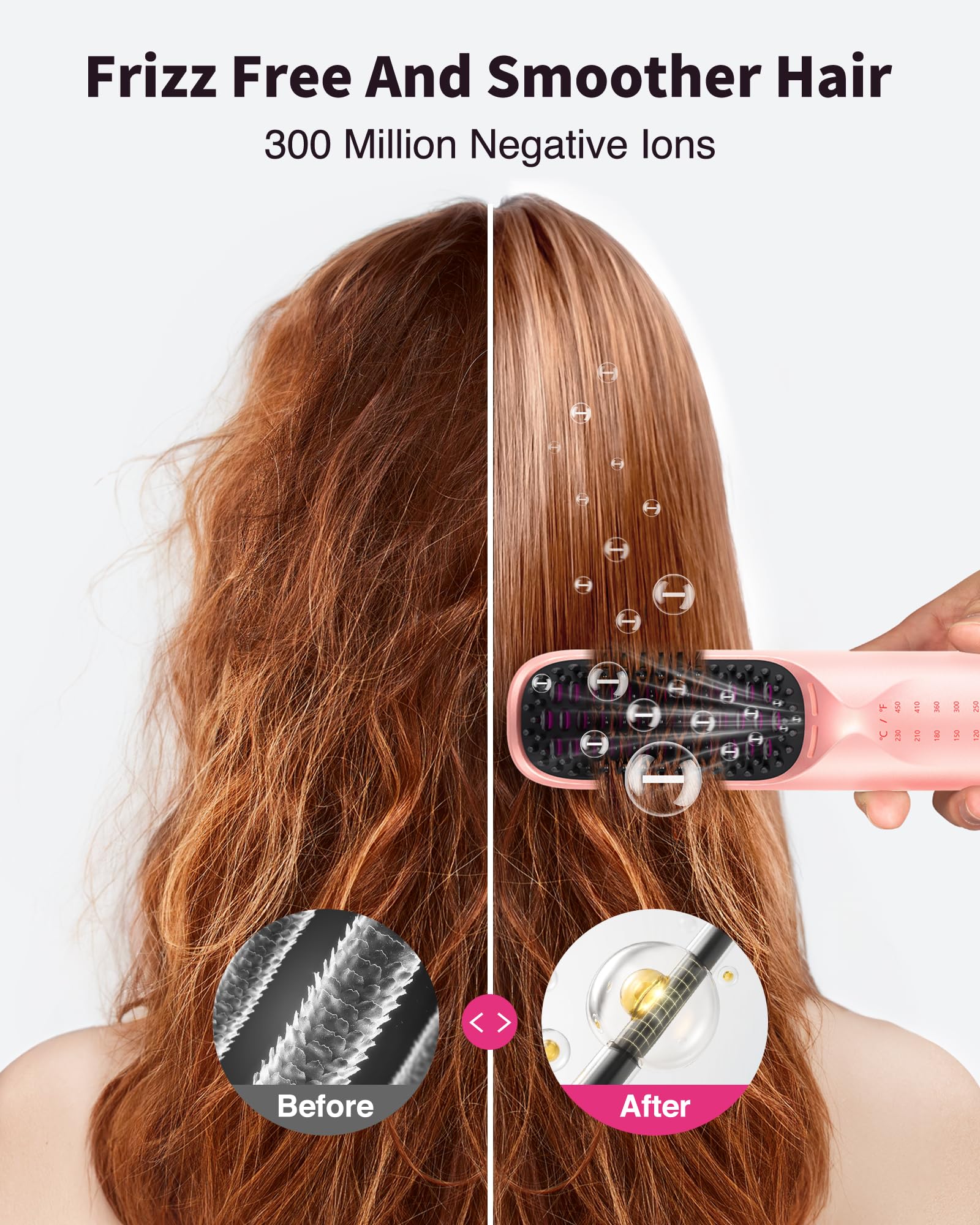 Woman using Bopcal portable hair straightener for touch ups