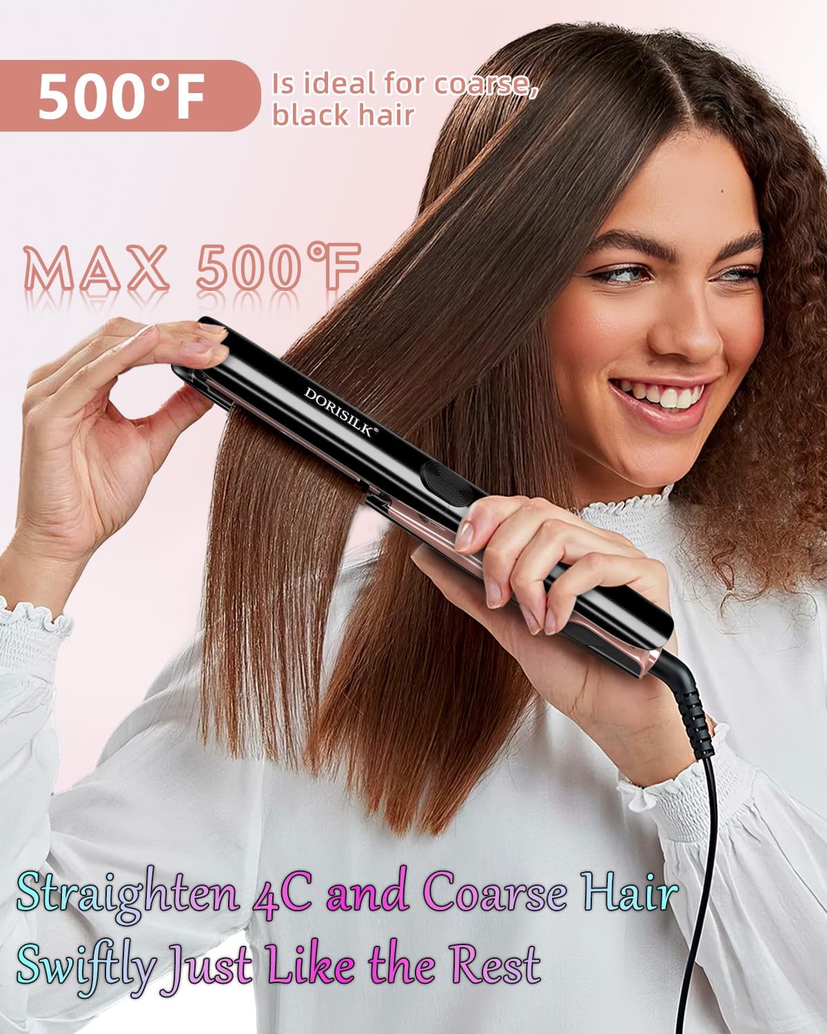 Dorisilk professional straightener ceramic plates close up