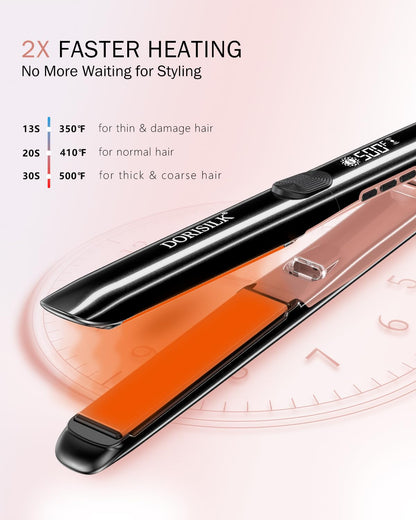 Dorisilk hair straightener with heat resistant glove and accessories