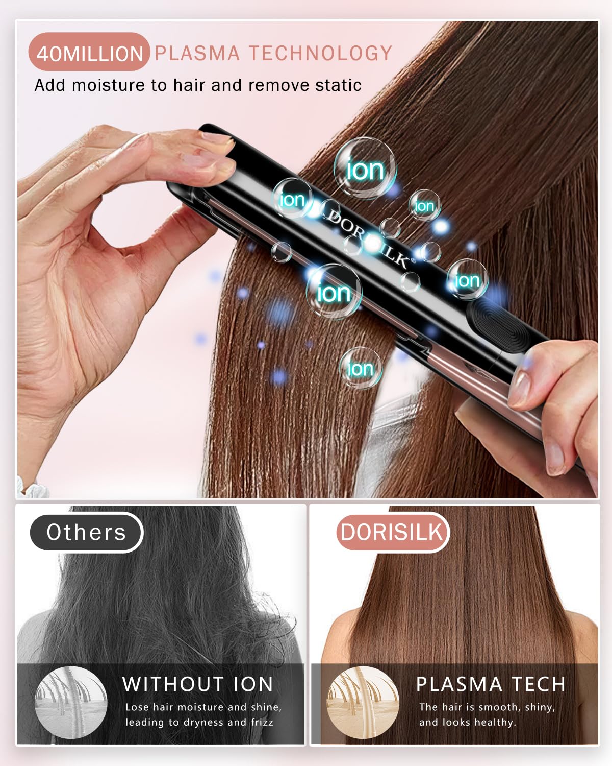 Dorisilk plasma flat iron showing digital temperature display