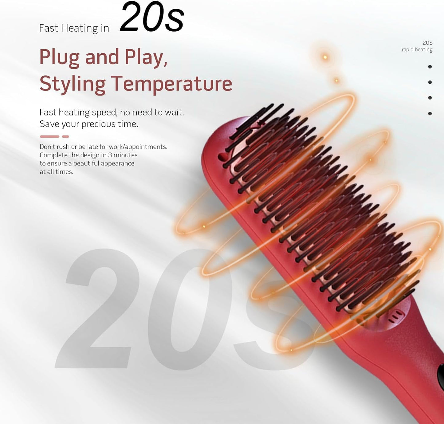 Megawise Pro Ceramic hair brush in tomato red finish