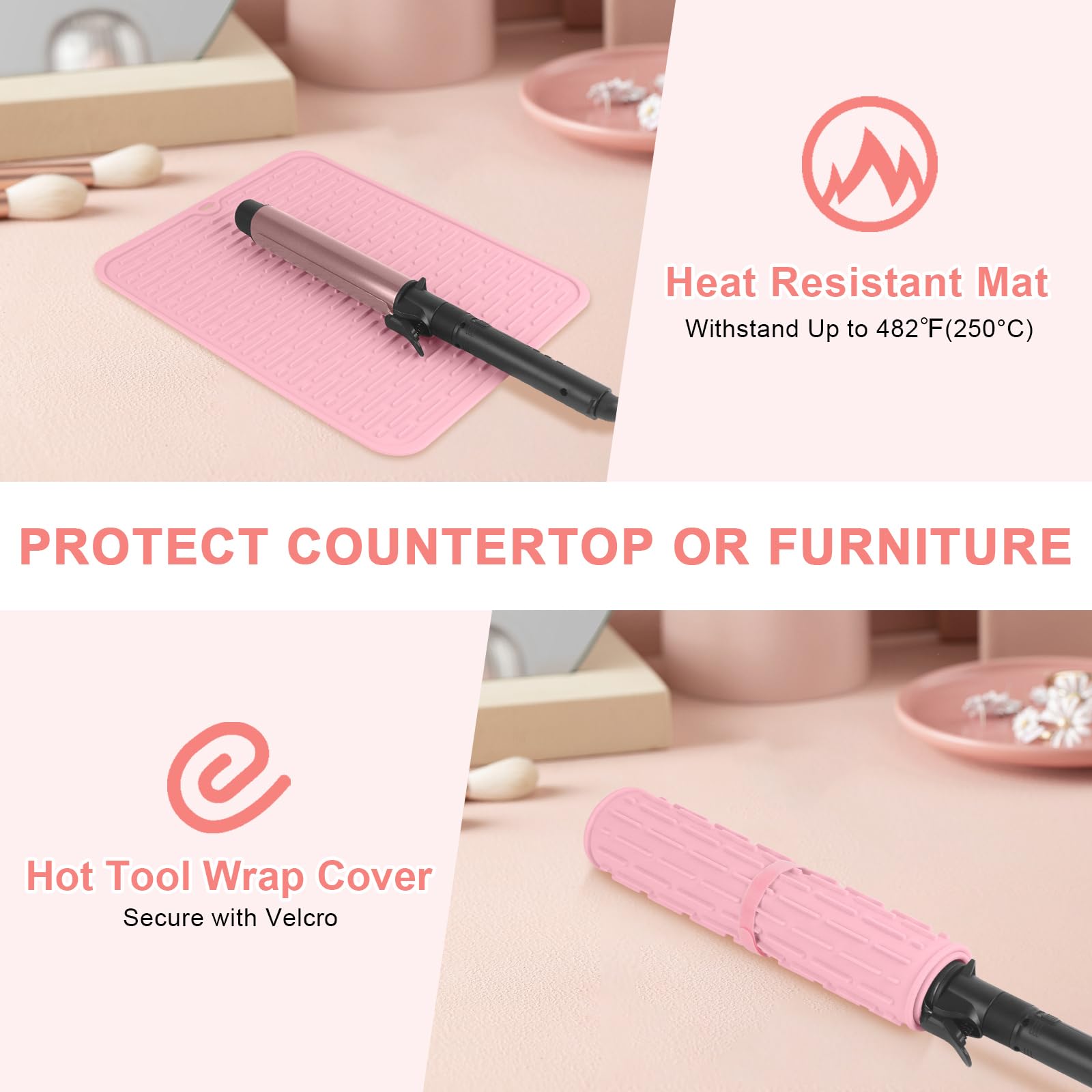 Side view of Amijeal silicone hot tools holder on vanity