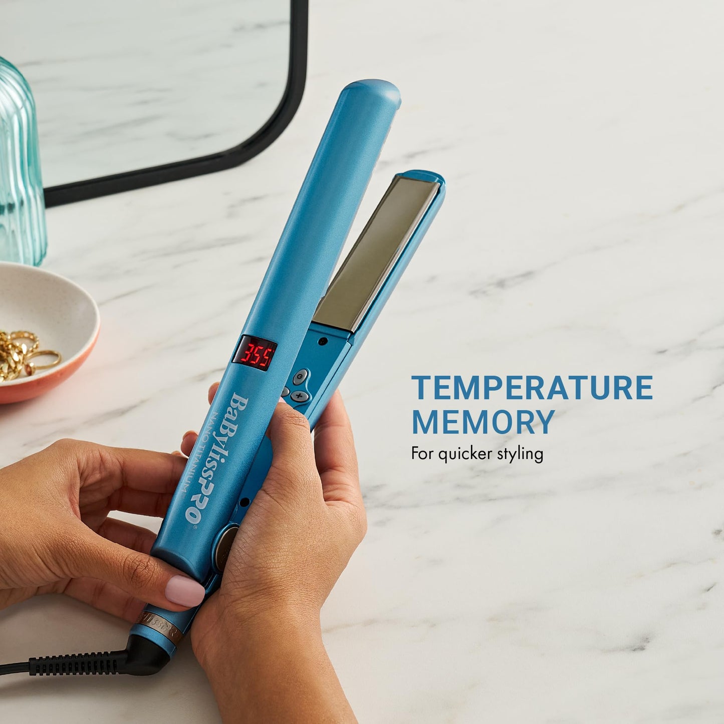 BaBylissPRO flat iron side profile showing sleek design