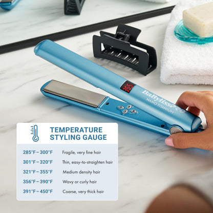 Professional hair styling with BaBylissPRO nano titanium iron