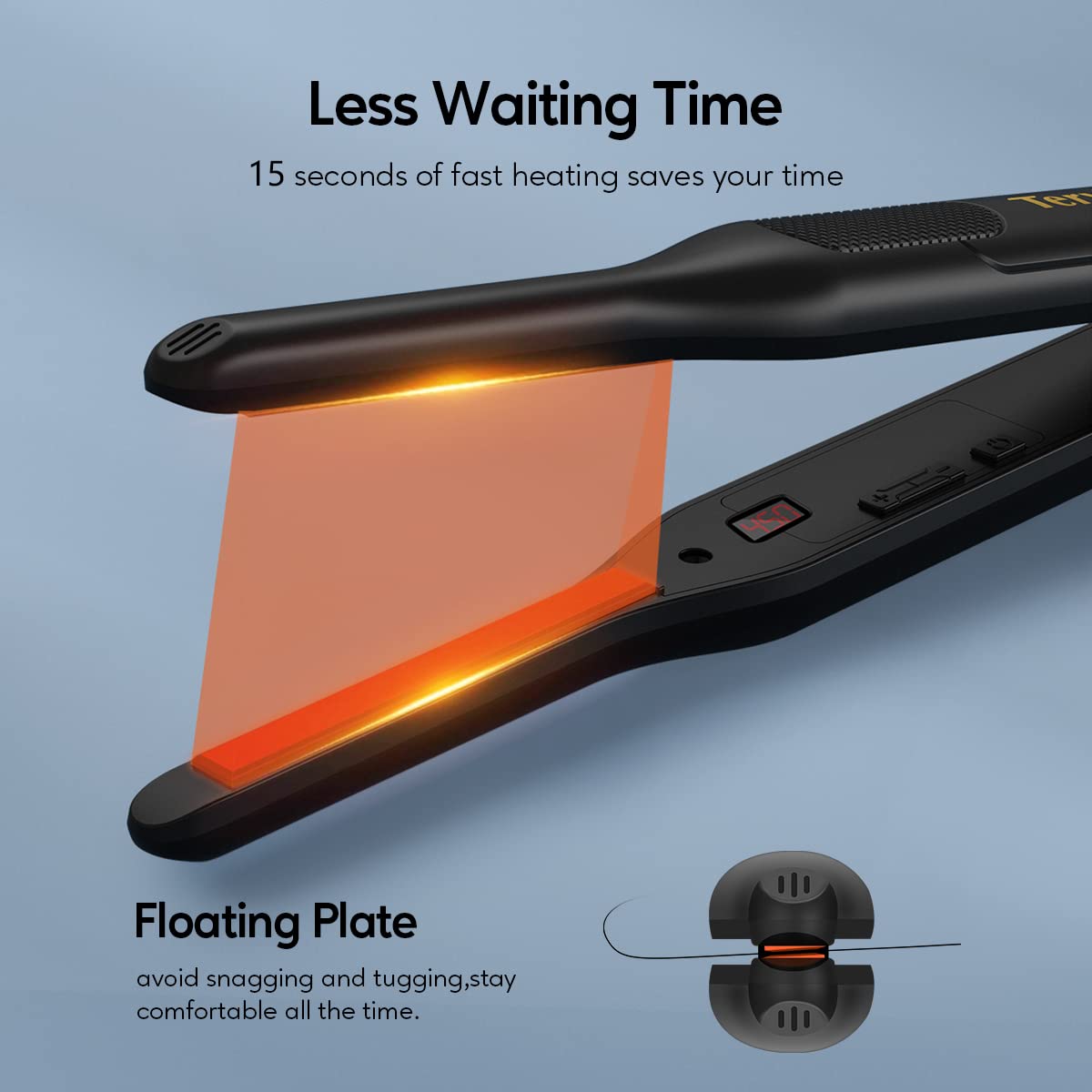 Terviiix hair straightener with travel pouch and accessories