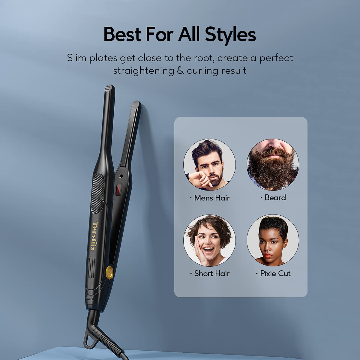 Man using Terviiix pencil flat iron for beard grooming