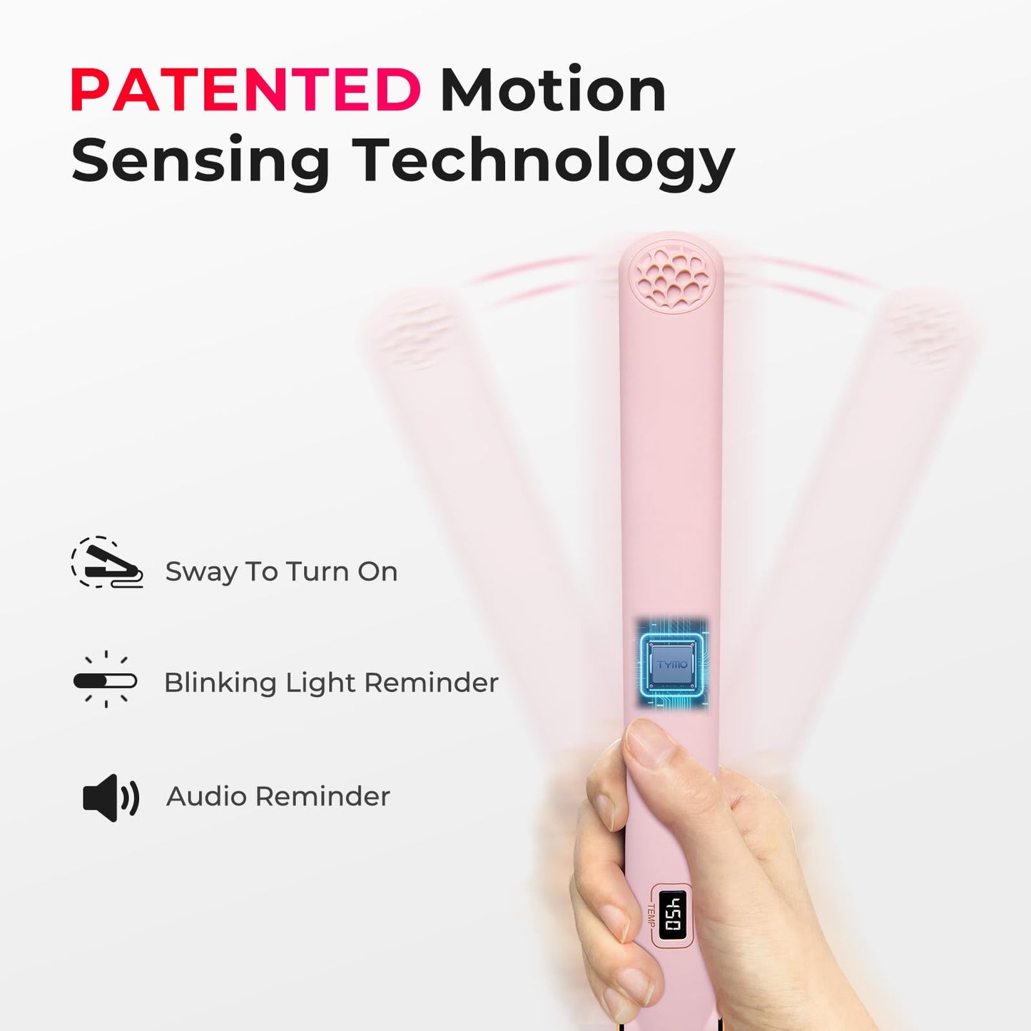 Tymo Sway straightener and curler showing anti-scald design
