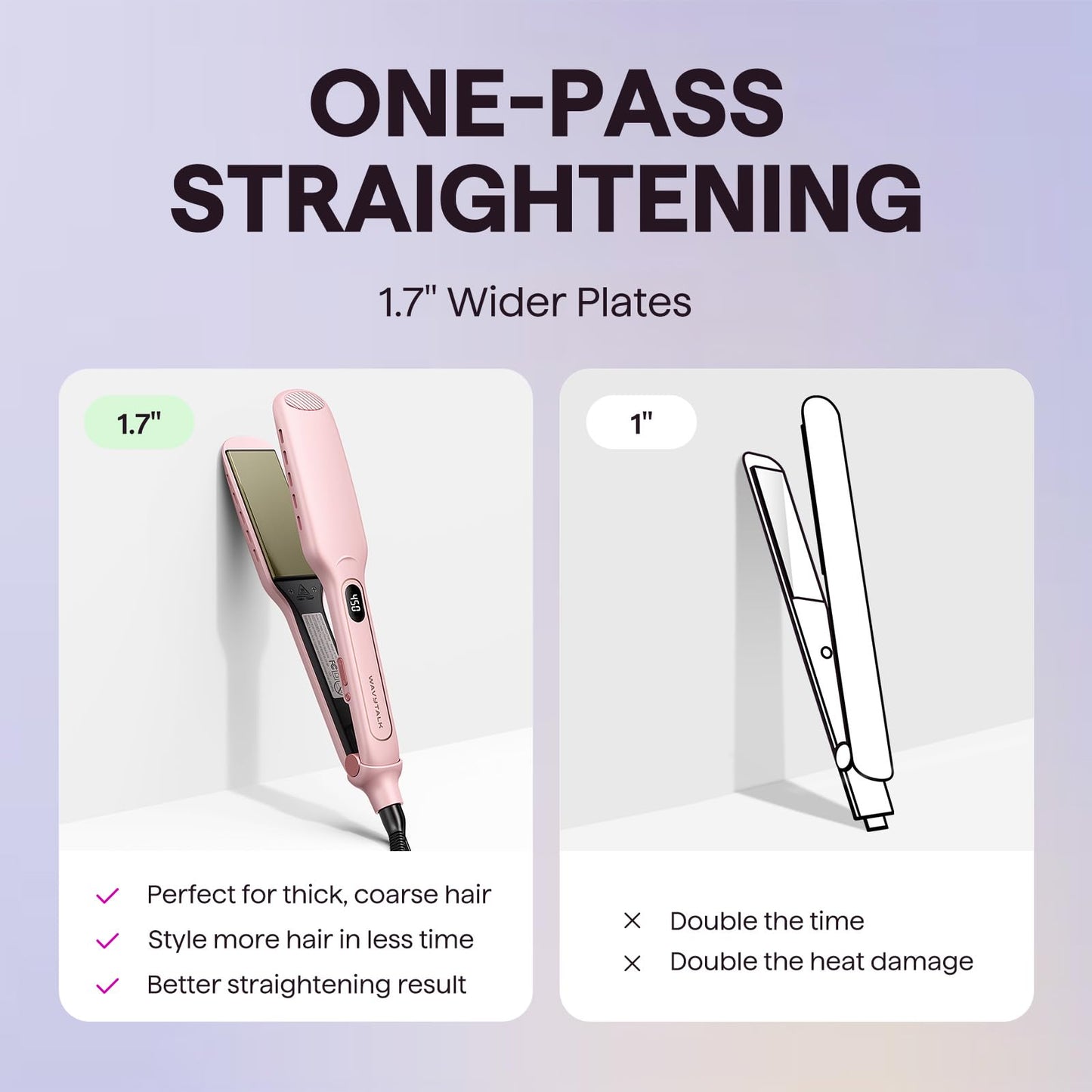 Wavytalk professional hair straightener with swivel cord detail