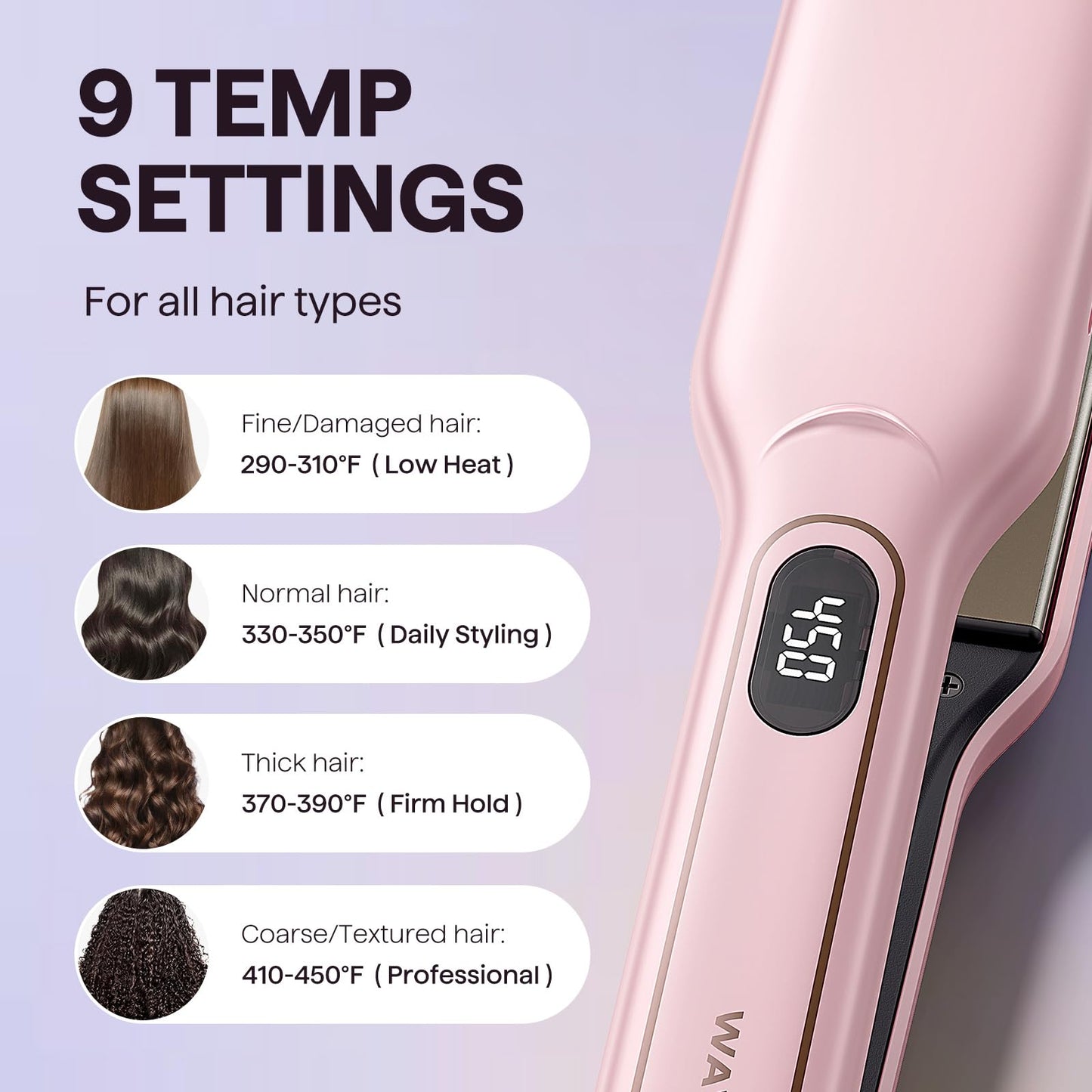 Close up of Wavytalk titanium plates for smooth hair styling