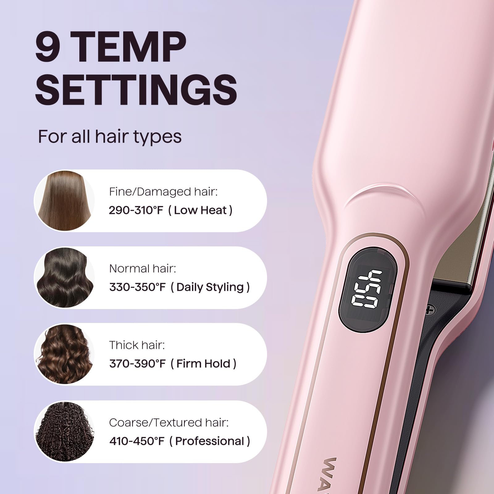 Close up of Wavytalk titanium plates for smooth hair styling