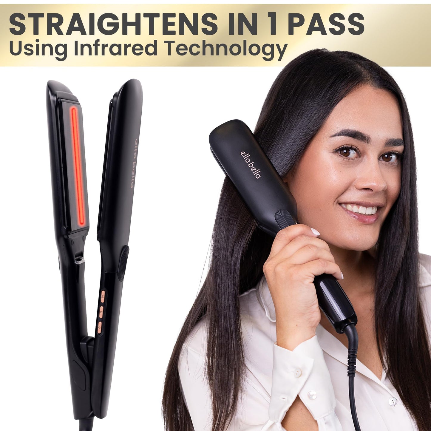 Ella Bella hair straightener packaging and accessories