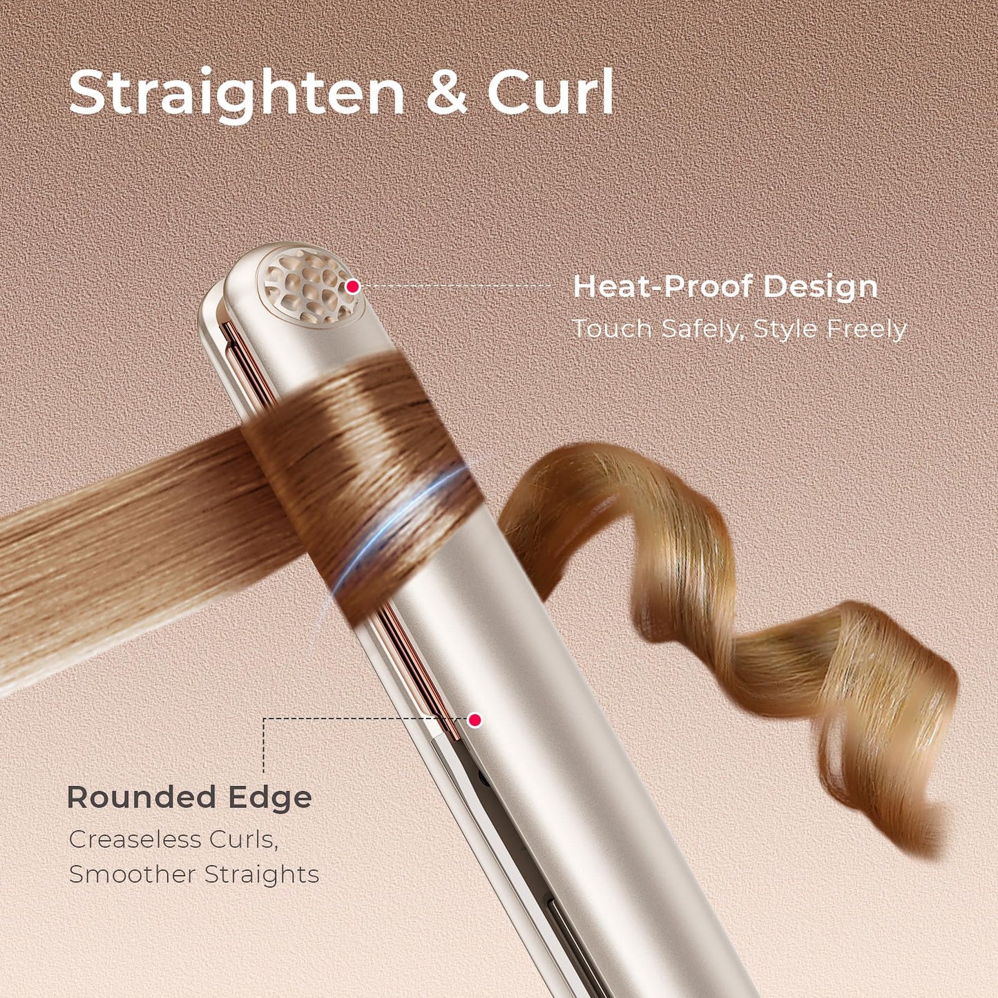 Close up of Tymo 2-in-1 hair straightener and curler