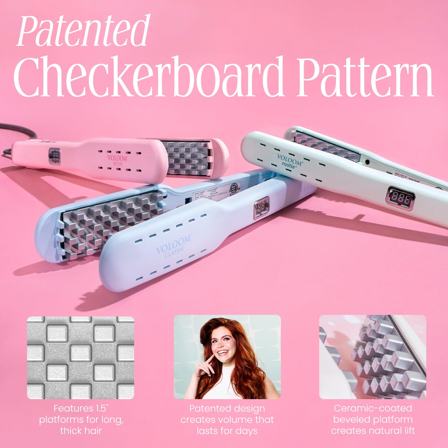 Side profile of Voloom Rootie styling tool with digital temperature display