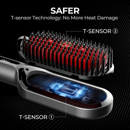 Tymo Ionic Plus straightening brush showing digital display