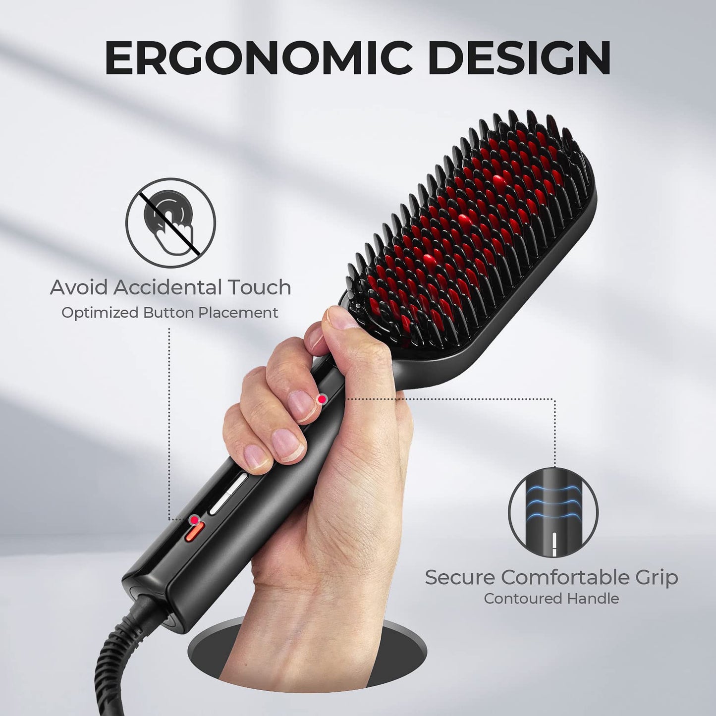 Tymo hair straightening brush ready for travel