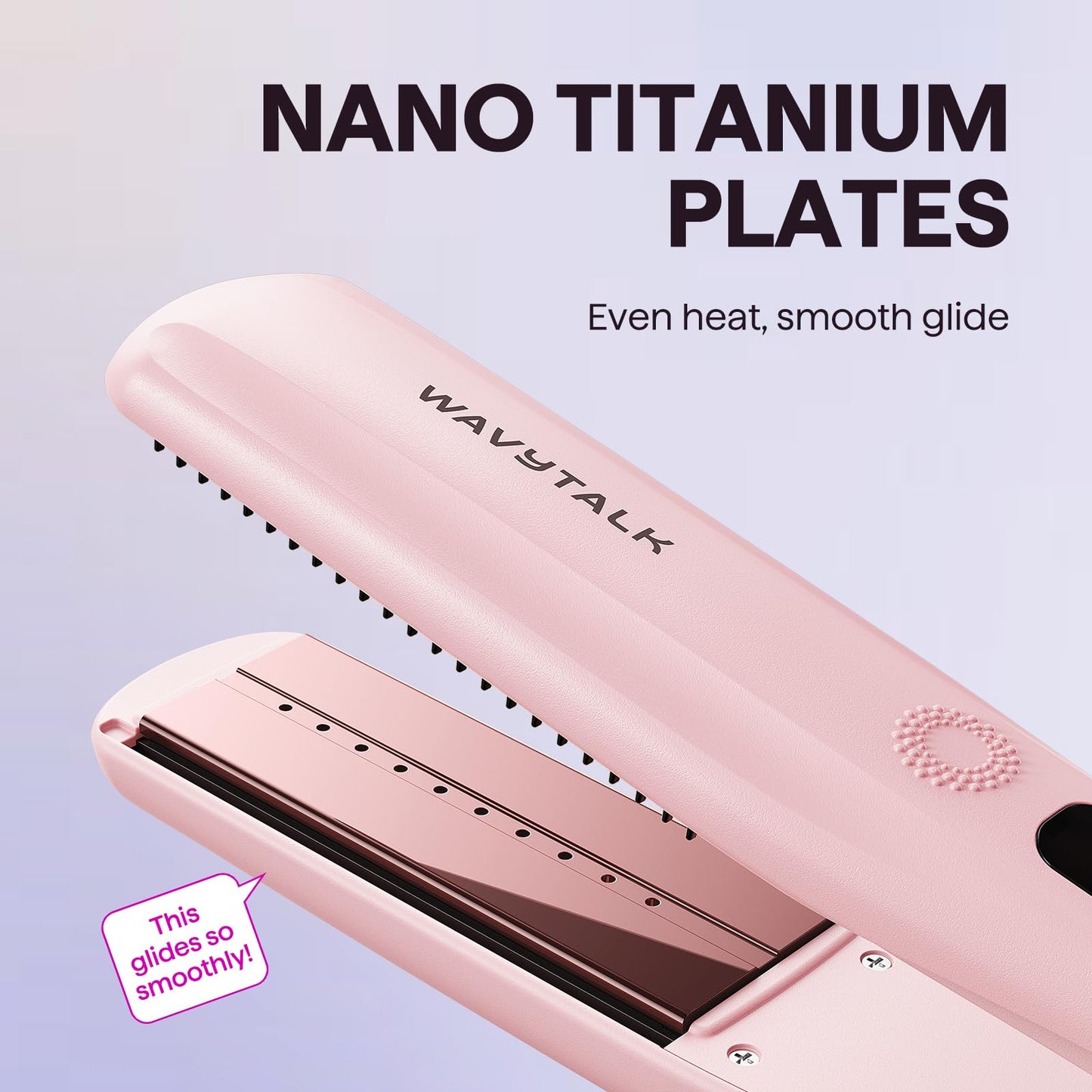 Digital temperature display on Wavytalk steam hair straightener