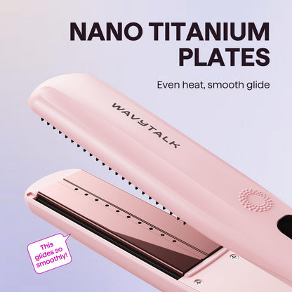 Digital temperature display on Wavytalk steam hair straightener