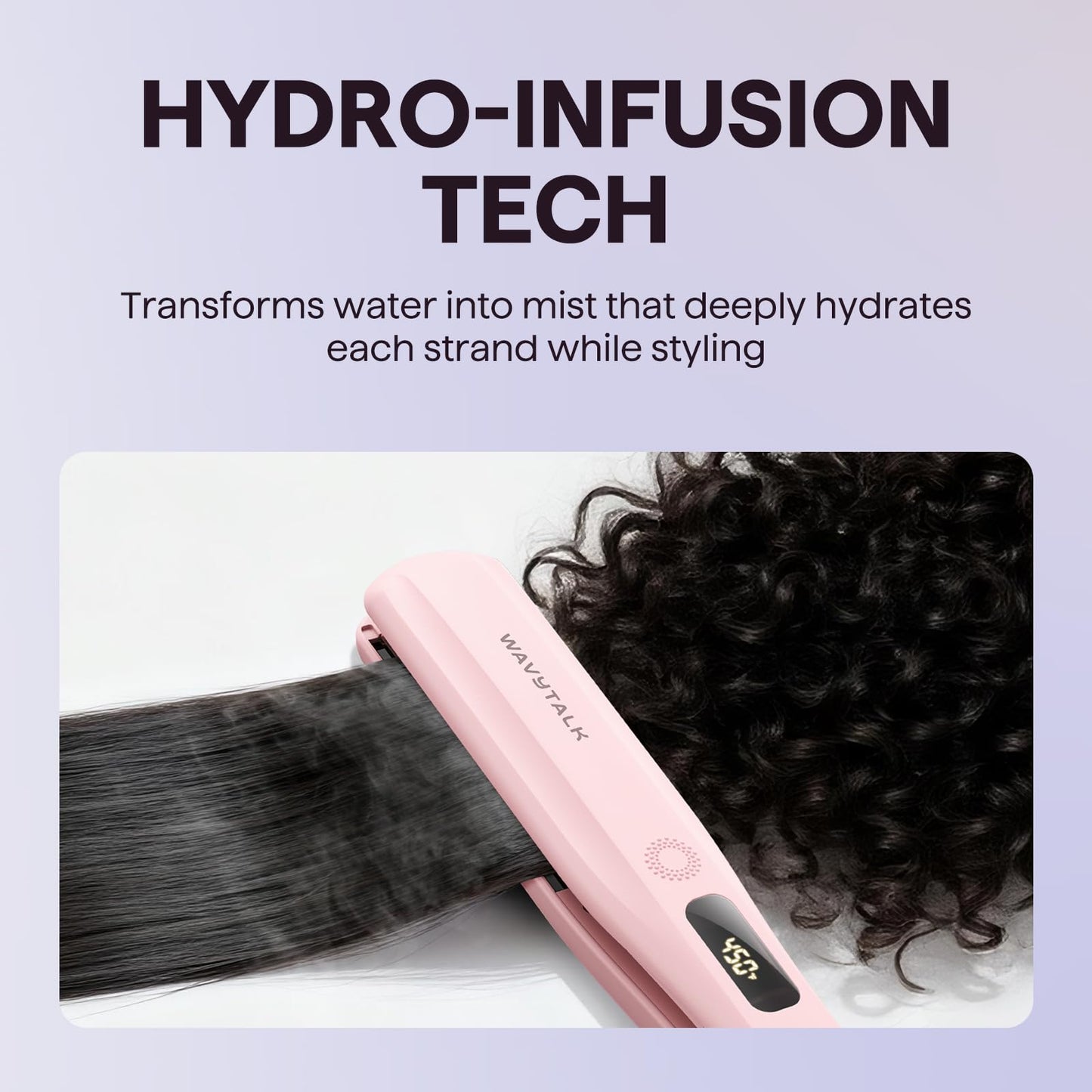 Styling result of hair before and after using Wavytalk steam straightener