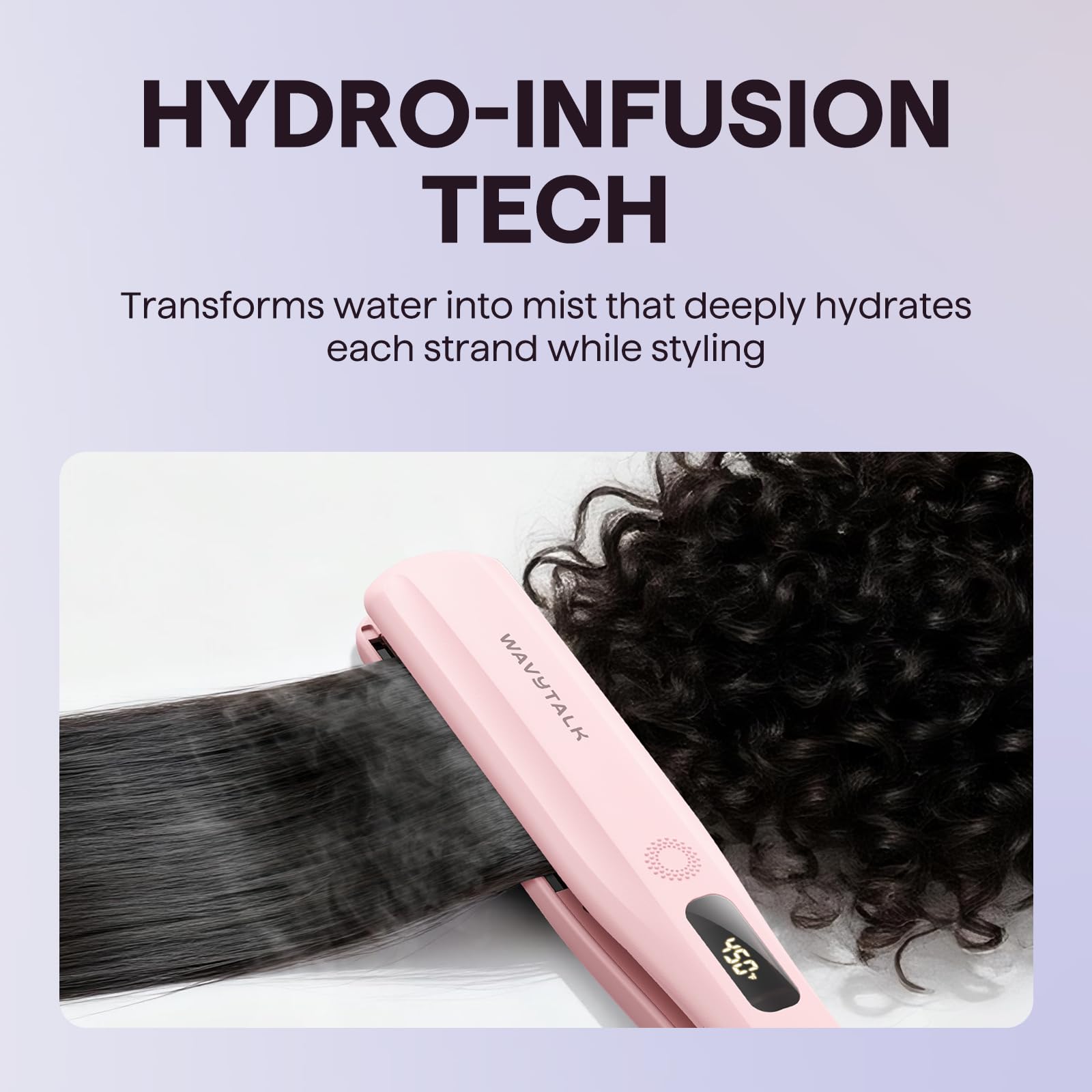 Styling result of hair before and after using Wavytalk steam straightener