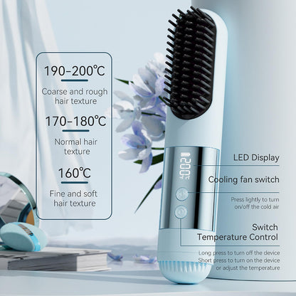 Growalleter straightening brush blue color close up