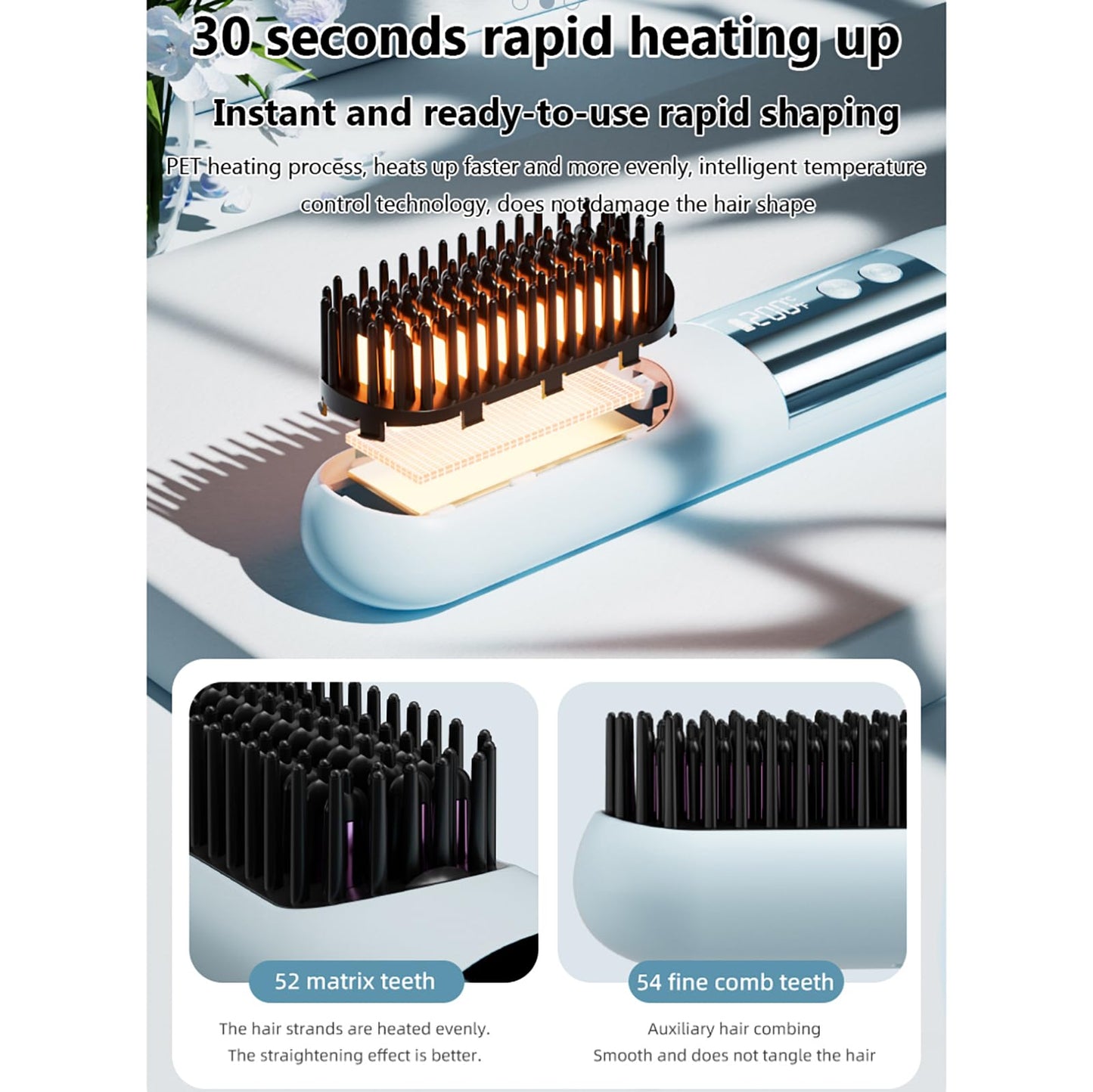 Go Brush Pro dual-tooth design for hair detangling