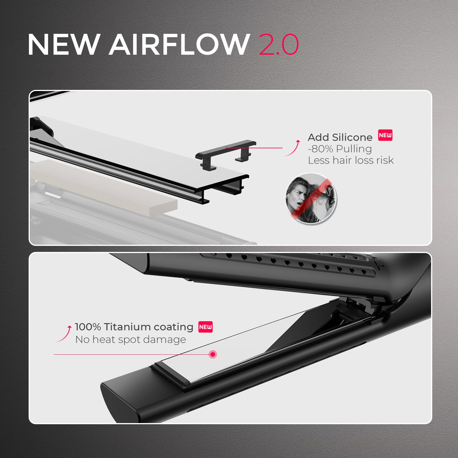 Side profile of Tymo Airflow 2.0 dual voltage travel hair tool