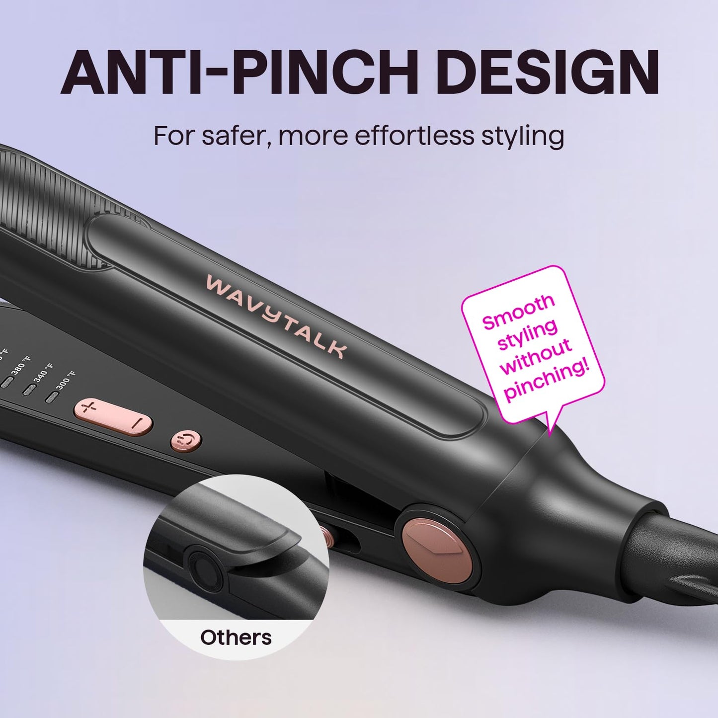 Wavytalk hair straightener with heat settings display