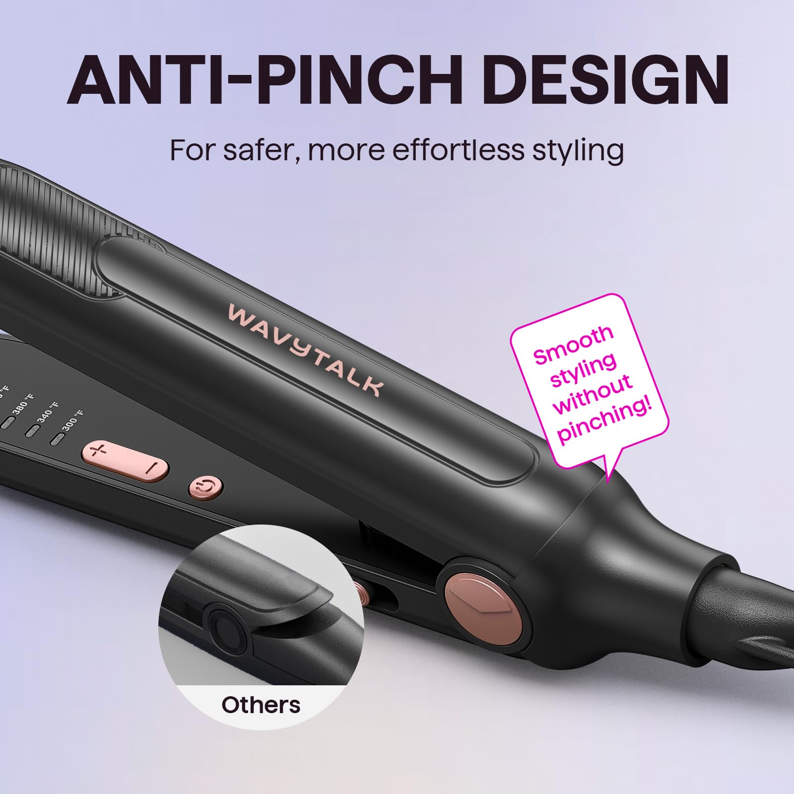 Wavytalk hair straightener with heat settings display