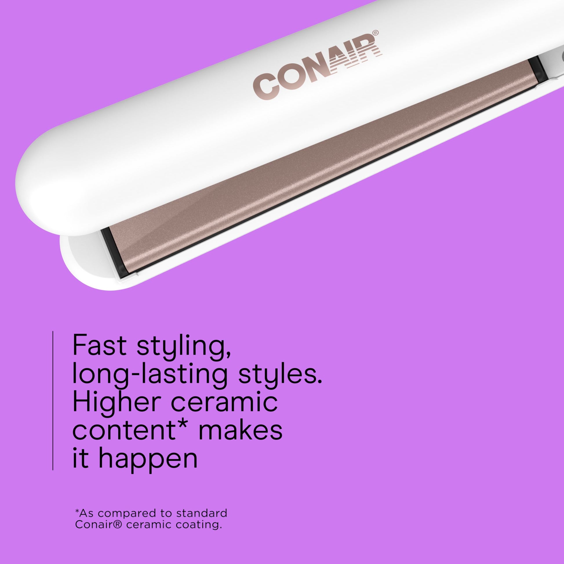 Close up of Conair flat iron extra-long floating plates