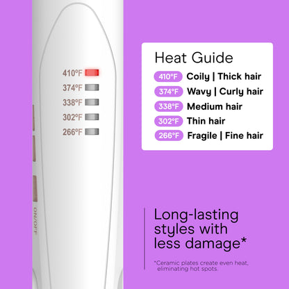 Conair Double Ceramic flat iron 5 heat settings display