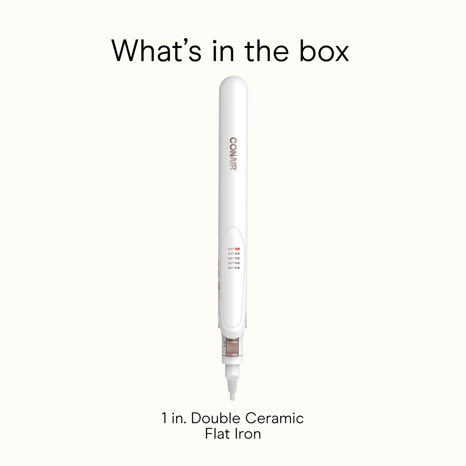 Packaging and contents of Conair Double Ceramic Flat Iron