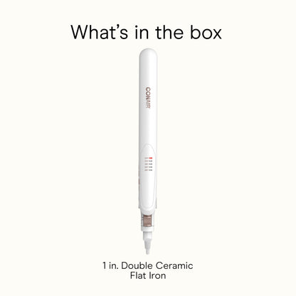 Packaging and contents of Conair Double Ceramic Flat Iron